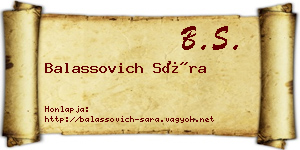 Balassovich Sára névjegykártya